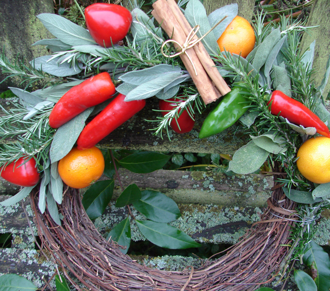 christmas wreath with chillis
